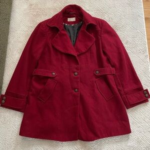 Women's Red Wool blend pea coat